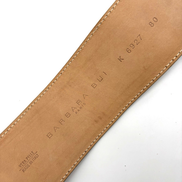 Vtg Barbara Bui Paris K6927 Leather Calf Hair Jaguar Print Wide Waist Belt 32\